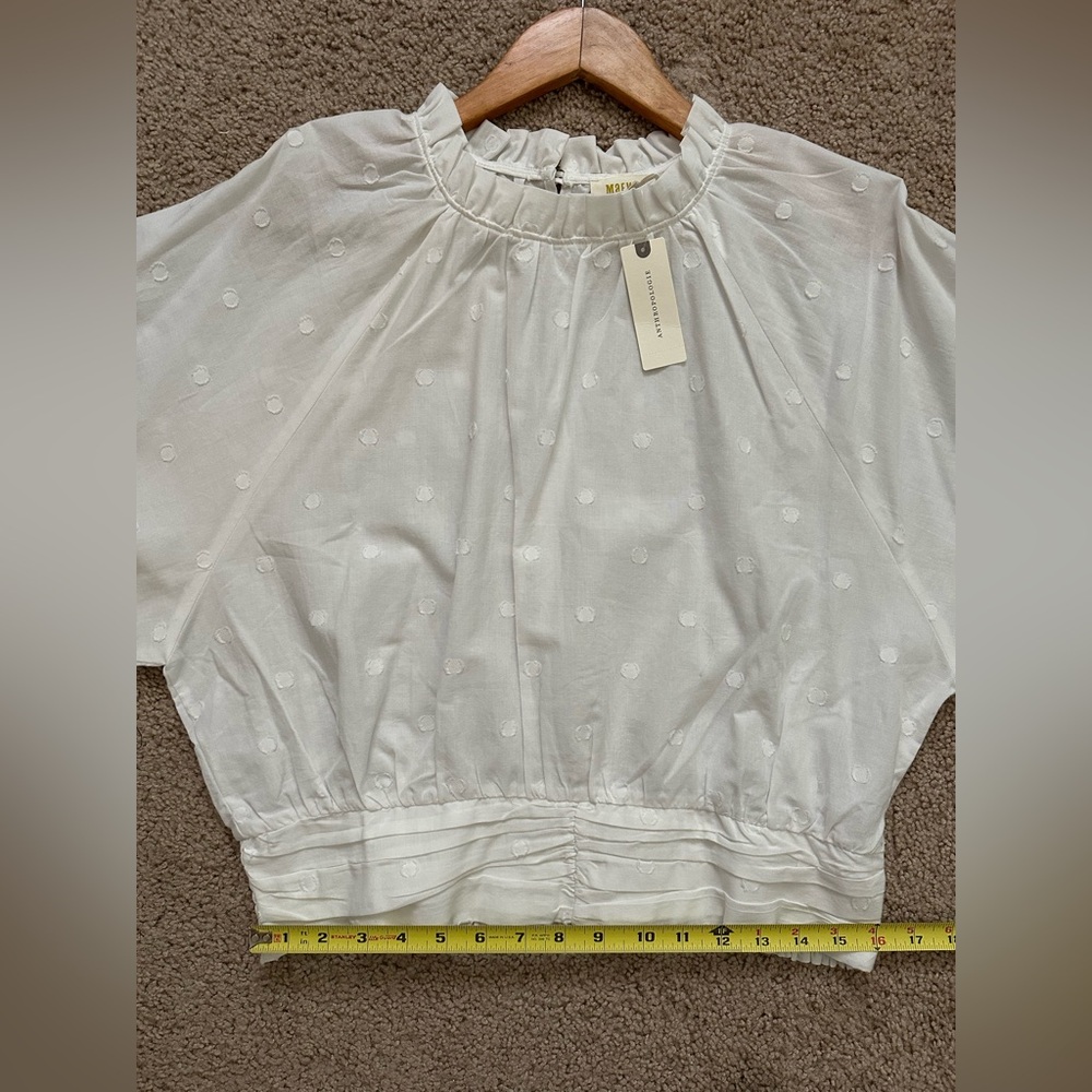 NWT Anthropologie Maeve Polka Dot Puffed-Sleeve Blouse 14 - Picture 14 of 15